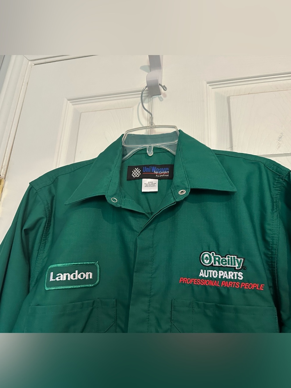 O'Reilly Auto Parts Employee Work Shirt Green "Landon" Patch Size M